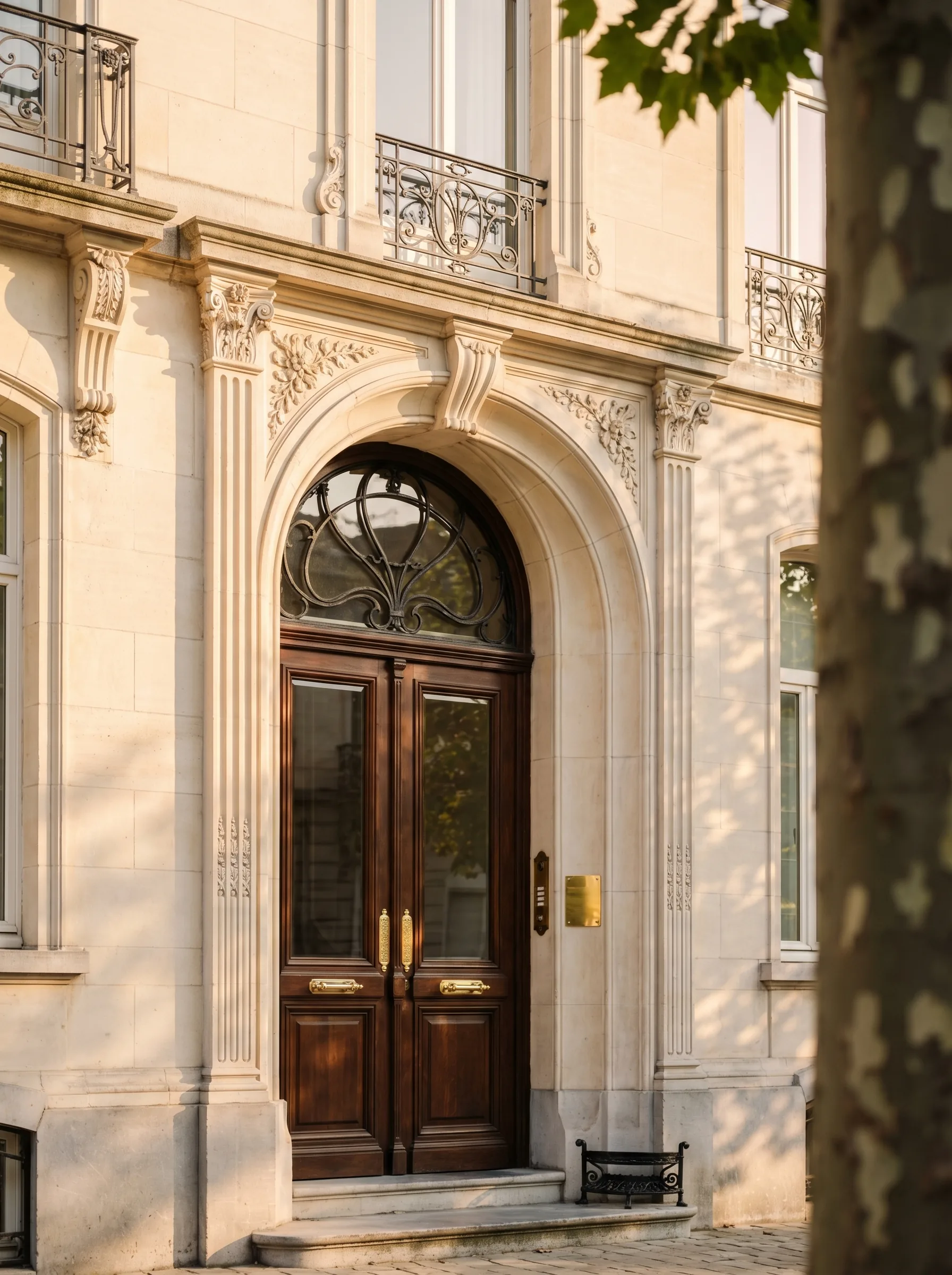Avenue Louise belle époque entrance — Brussels domiciliation address