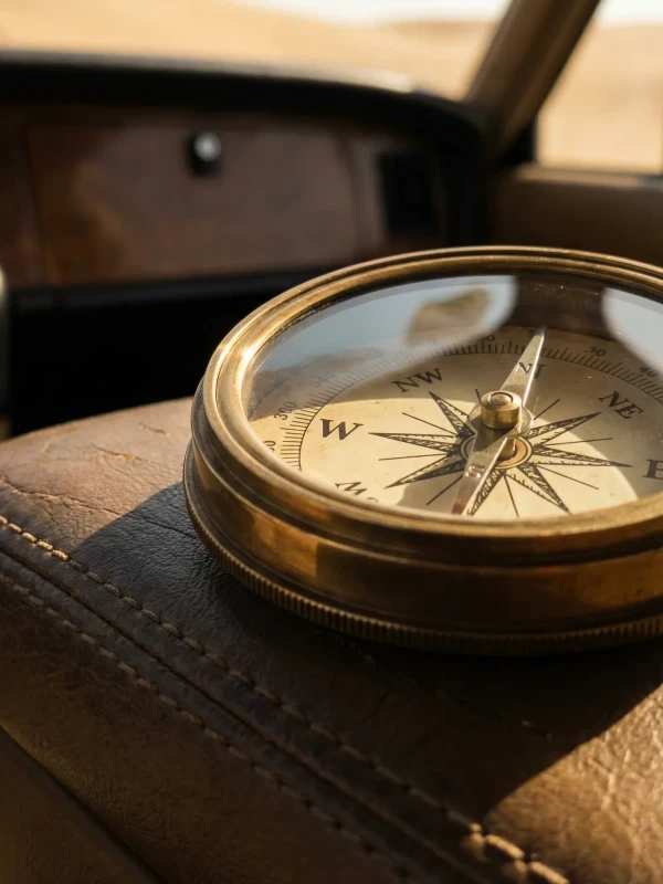 Brass compass rose on a navigation chart — setting the course