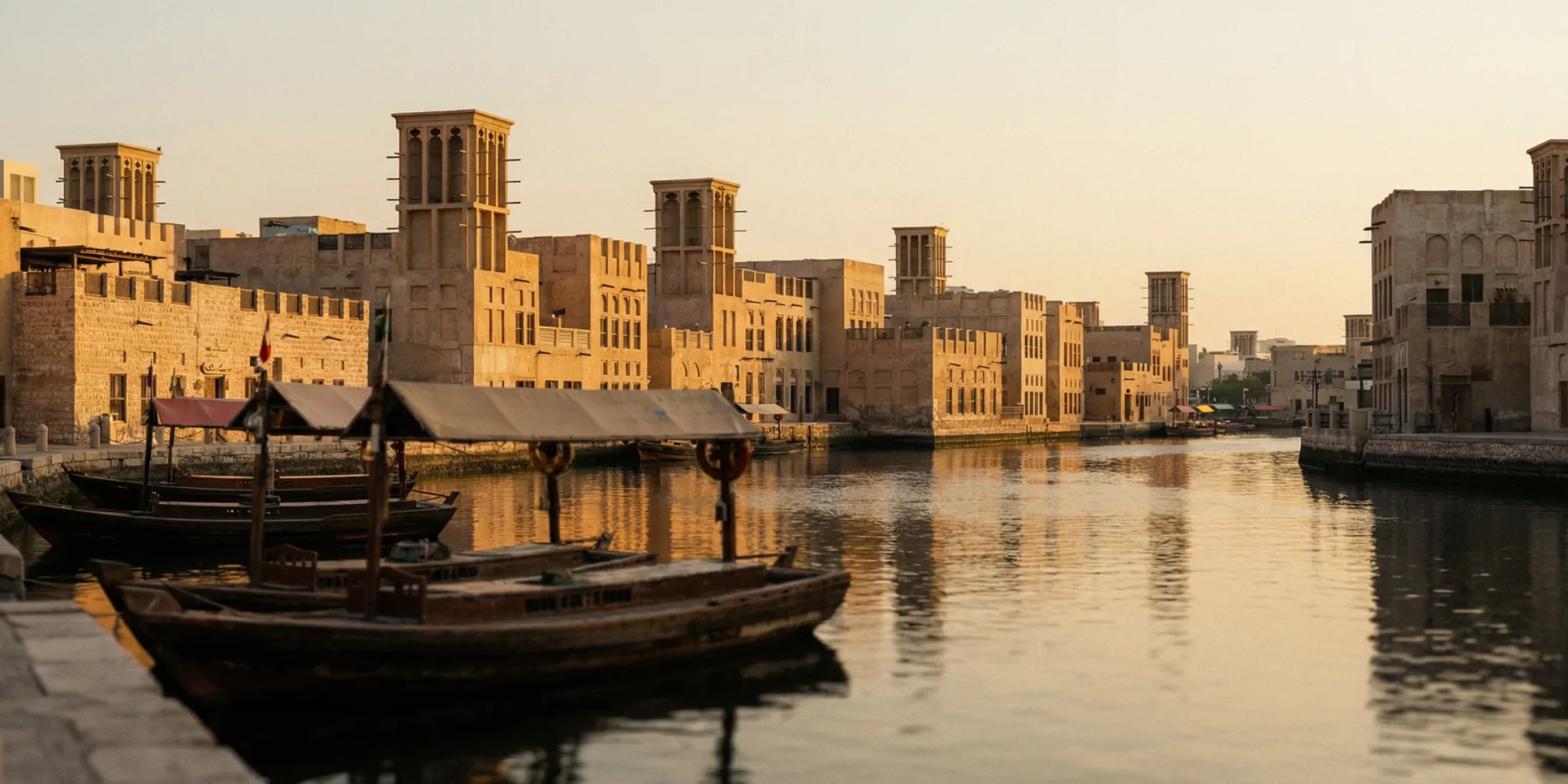 Dubai skyline at golden hour